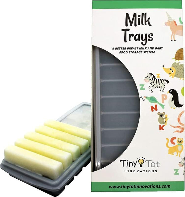 Breast Milk Freezer Storage Trays, 10-1oz Bars, 2 Silicone Tray Containers w/Leak