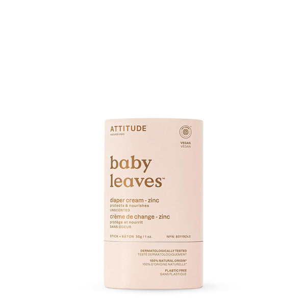 ATTITUDE Plastic-Free Diaper Cream Bar with Zinc for Baby, EWG Verified, Dermatologically
