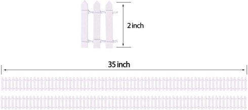 2-Pack 35 Inch Miniature Fairy Garden Fence Decorative Ornament for Dollhouse, 2 inch Height, White