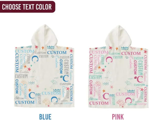 Summer Cute and Beachy Custom Name Personalized Kids Hooded Towel, Toddler Beach Cover Up, Pool Party Gift, Baby