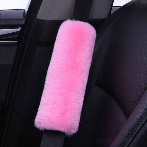 Lutoku 2-Pack Soft Plush Seatbelt Covers for Kids - Comfortable Pink Seat Belt Cushion for Newborns - Car Seat/Stroller
