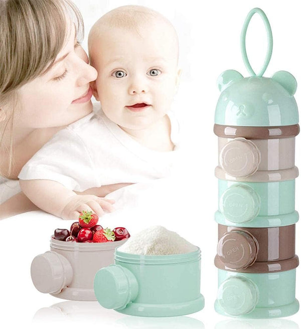 Enfudid Portable Milk Powder Dispensers Pot, 4 Layer Formula Milk Storage Container Portable