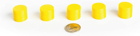 Plastic Counters: Yellow Color Gaming Tokens - 50 Pieces for Bingo Chips, Tiddly Winks, and Board Games