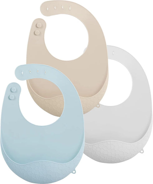 PandaEar 3 Pack Super Light Silicone Baby Bib for Boys Girls| Waterproof