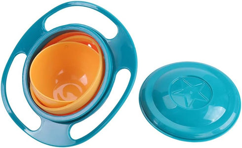 Berry President Magic Bowl, 360 Degree Rotation Spill Resistant Gyro Bowl with Lid for Toddler Kids (Pink+Blue+Green)