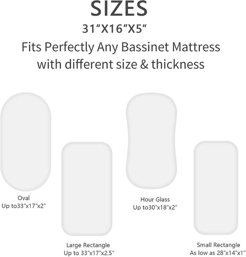 FUFVUTI 3Pcs 32"x16" Set Soft Muslin Bassinet Sheets Breathable Cotton Fitted Sheets for Bassinet, Changing Pad