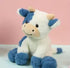YUKOUQIAN 11.8 inch 11.8in) Cow Stuffed Animal Cute Cow Plush Doll Toy for Girls Boys Christmas (zuoniu deep Blue