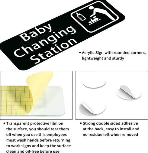 Compladeta 9 3 New Baby Changing Station Sign, x in with English and Symbol, Grey for Men, Women, Unisex