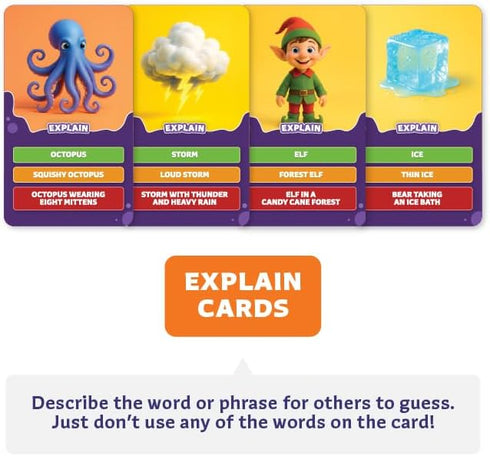 6+ 80 Epic Charades Mini Game for Kids Ages Travel-Friendly Mini Edition Act Out & Explain Cards with Illustrations