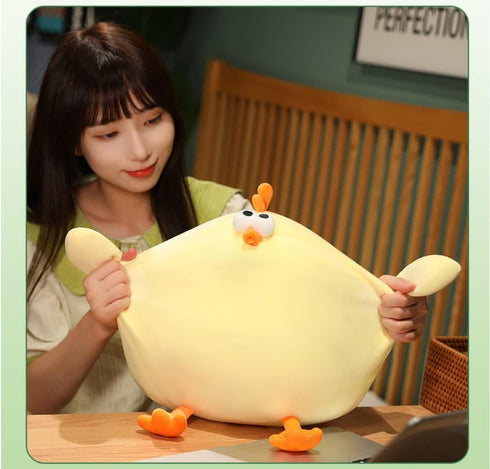 Funny Fat Chicken Plush Pillow - 17.7" Super Soft Simulation Mother Hen Doll, Cute Neck Pillow for Boys, Girls