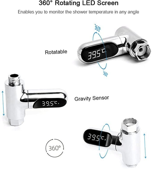 360 3-Color 1/2 Baby Bath Water Thermometer - Hydropower No Battery Instant-Read with Rotatable LED Display
