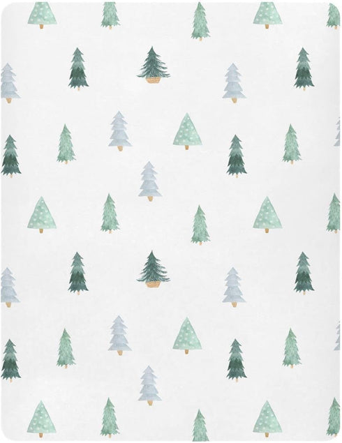 Burbuja Christmas Tree Crib Sheet for Boys Girls, Fitted Crib Sheet 28 x