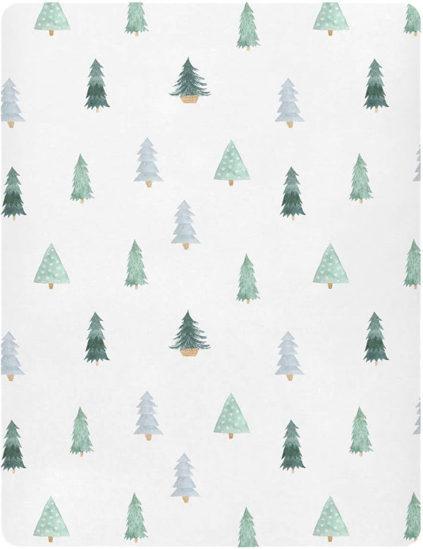 Burbuja Christmas Tree Crib Sheet for Boys Girls, Fitted Crib Sheet 28 x