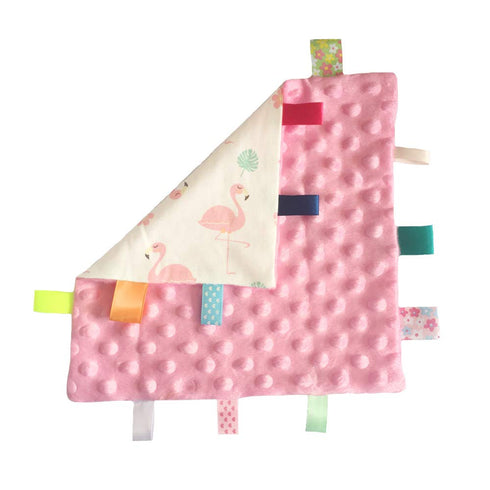 Pink Baby Tag Comforter Taggy Blanket - Multi-Coloured Tag Security Blanket, Taggy Plush Comforter - Pale Pink Textured
