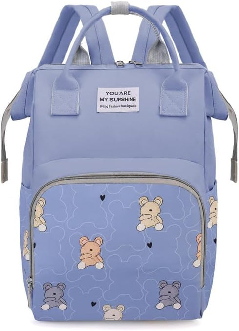 Generic Fashionable multi-functional backpack, mommy, baby bottle, diaper, casual daily life (blue)