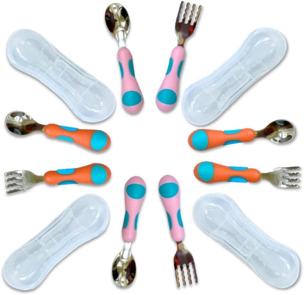 Toddler Silverware Set, Kids Stainless Steel Forks Spoons with Travel Case for 1-4 Year Olds, 8 Pieces