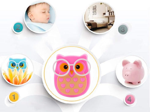 2 PCS Owl LED Plug in Night Light for Kids, Auto Controlled Nightlights for Baby Nursing (Blue+Pink)