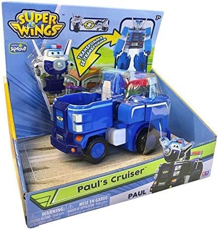 Super Wings 7" Paul's Police Cruiser with 2" Transform-a-Bot Paul Mini Figure, Fun Preschool Toy Plane