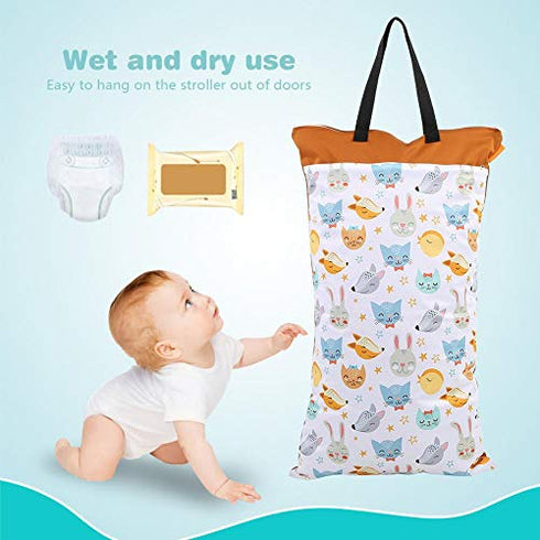 Waterproof,Reusable(EF160) Large Hanging Wet/Dry Pail Bag for Cloth Diaper,Inserts,Nappy, Laundry with Two Zippered