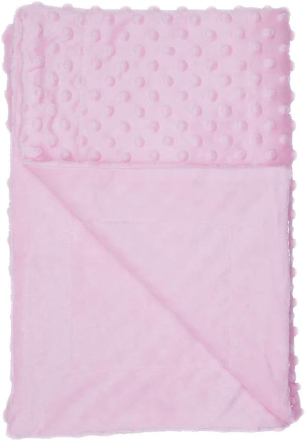 Unisex Children's Baby Quilt, Soft Minky Dot-Sherpa Fleece Blanket, 30 by 40 Inch, Pink