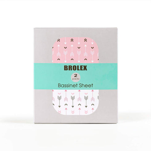 BROLEX Stretch Fitted Bassinet Sheet Set, 2 Pack Cradle Sheets for Bassinet Pad/Mattress, Unisex Boys Girls, Ultra