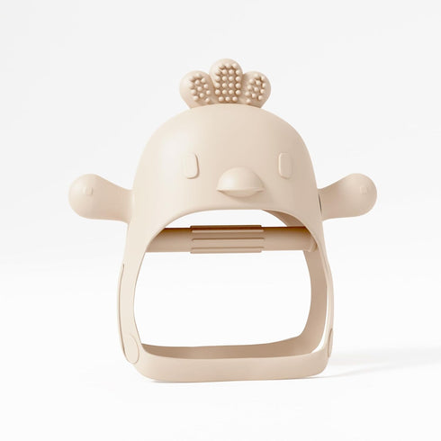 Beige Pacifier Teether Toy, Never Drop Baby Teether Wrist Wearable, Little Chick Newborn Toys by Muqee Peeko