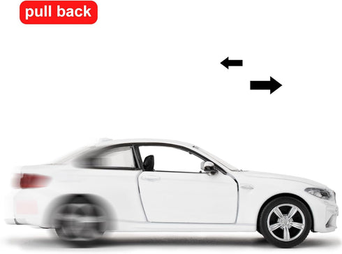 1:36 BMW M2 Diecast Toy Car, Pull Back Model for Kids Aged 3 and Up, Gift in White