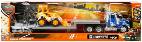 NewRay 1:43 W900 1/43 Trailer Kenworth with Backhoe Loader Scale Replica