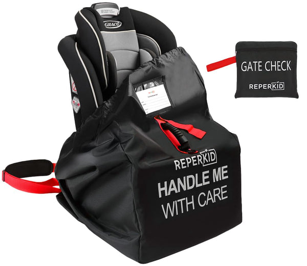 reperkid Car Seat Travel Bag for Airplane, Black and Green, 33" H