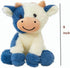 YUKOUQIAN 8 inch Cow Stuffed Animal Cute Cow Plush Doll Toy for Girls Boys Christmas (zuoniu deep Blue)