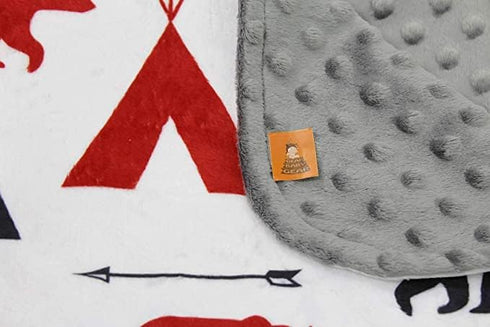 Dear Baby Gear Bears Deluxe Baby Blanket - Double Layer, Milestone & Newborn Gifts - Red, Black Bears, Gray Dot - 40" x