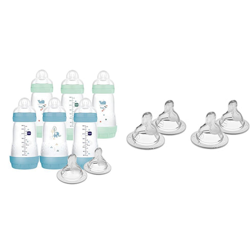 MAM 9 oz. Easy Start Matte Deco Bottle 6 Pack with Slow Flow