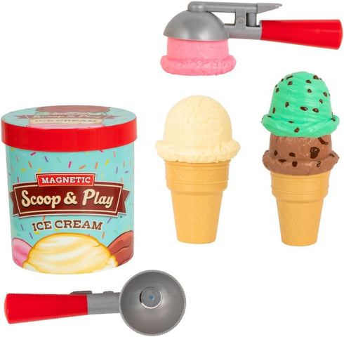Popular Playthings Magnetic Scoop and Play Ice Cream Set, Pretend Dessert Shop