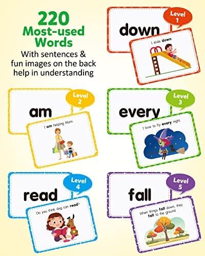 220 3 4 5 Coogam Sight Words Educational Flashcards - Dolch Sightwords Game with Pictures & Sentences,Literacy Learning
