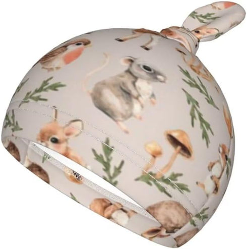 Qiankang Sets Cartoon Animals Newborn Swaddling Blanket Beanie Hat Soft Baby Receiving Funny Animal Blanket Soft
