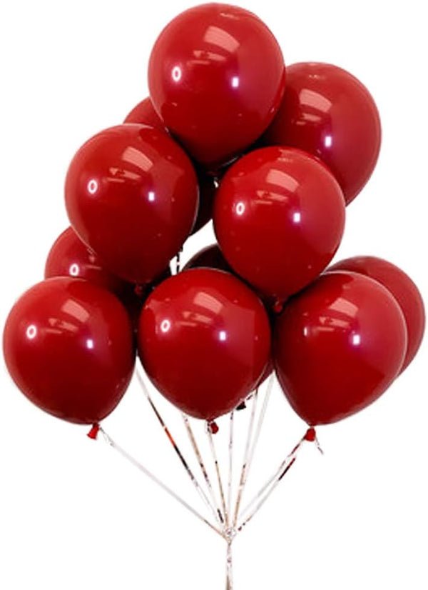 50pcs 10inch Red Ruby Latex Balloons, Thick Double Latex Balloons for Love Bride Wedding Valentine Day Party Decoration