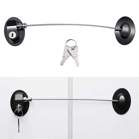 2 Pack Refrigerator Locks with 4 Keys, Child Safety Fridge Lock, Mini Fridge, File Drawer, Toilet Seat Lock with Strong