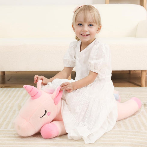 32inch Cute Giant Pink Unicorn Plush, Jumbo Soft Body Pillow Pet, Large Rainbow Unicorn Stuffed Animals Toy, Big Doll