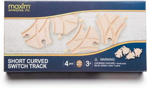 Sets 4 Pack, 3-1/2" maxim enterprise, inc. Short Curved Switch Track, Wooden Train Tracks Compatible with Thomas