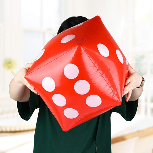 11.8" Jumbo Inflatable Dice - 2 Pack Outdoor Fun Giant Dice Set for Indoor/Outdoor Board Games, Ludo, Pool Party (Red)