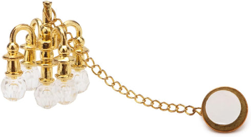 Miniature Chandelier 1:12 Dollhouse Ceiling Lamp Model Accessories Home Scene Decoration (Golden)