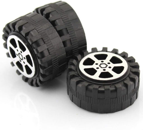 4pcs Model Car Wheels 42mm Plastic DIY Toy Wheels Black for 2mm Shaft