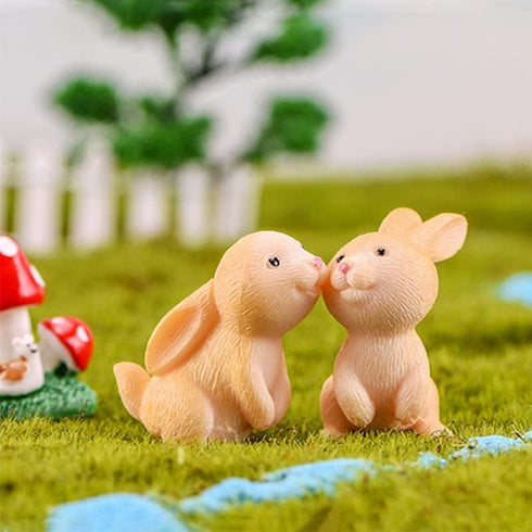 7 Pcs Rabbit Figures Miniature Figurines Collection for Kids, Animal Toys Set Cake Toppers, Christmas Birthday Gift