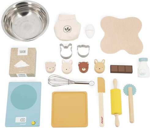 Set 19 3 J06618 Janod - My Bakery - Pretend Play Kitchen and Dolls Tea Toy - Wooden and Felt Pieces Included