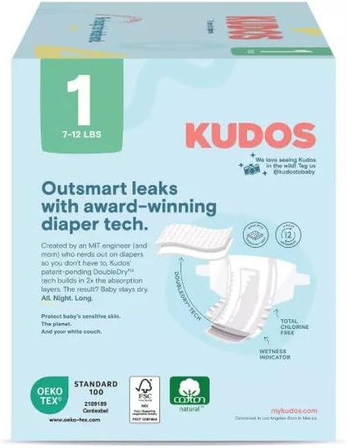 Generic 100% 1-70 Count Kudos Chlorine Free Premium Diapers, Cotton-Lined - Ultra Soft, Size