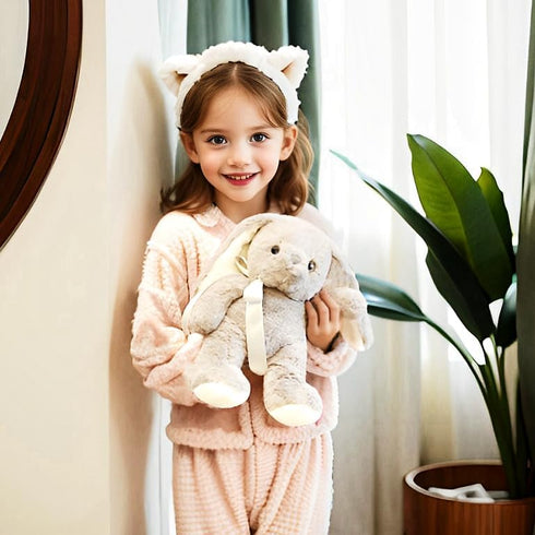uoozii Non-Shedding 12" Weighted Bunny Stuffed Animal - Microwavable & Coolable Plush Pillow Gift for Kids & Adults