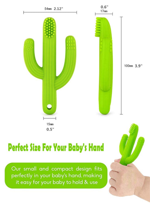 Cactus Teether, Baby Teething Toys for Babies 0-6 Months & 6-12 Months, Soft Baby Toothbrush for Self-Soothing Pain