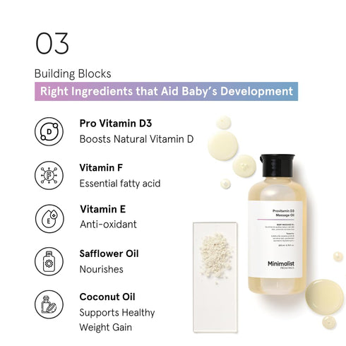 D3 Minimalist Baby Massage Oil with Provitamin