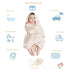 6-Pack Set 5 37.5 37.5 Inches Organic Cotton Baby Bath - Embroidered Hooded Towel & Soft Washcloths, Ultra Soft