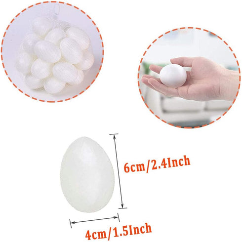 30 Pack White Plastic Eggs, Fake Easter Egg, Artificial Chicken for DIY Crafts, Painting, Party, Home Decor, Kids
